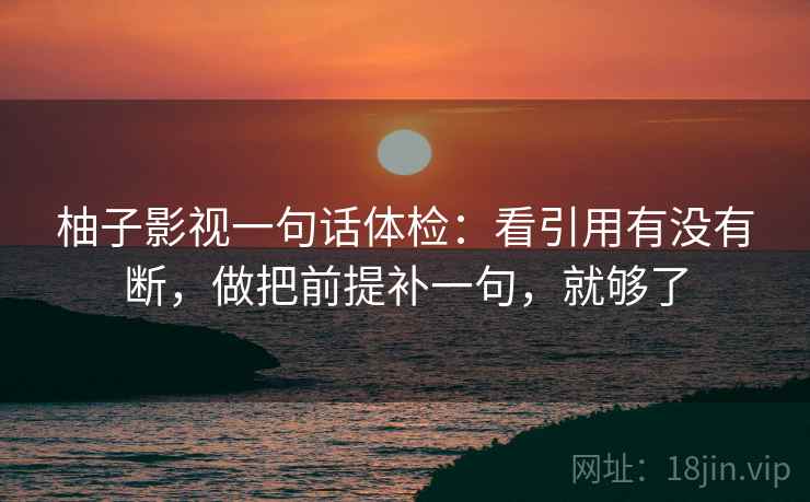 柚子影视一句话体检:看引用有没有断,做把前提补一句,就够了 柚子影视一句话体检:看引用有没有断,做把前提补一句,就够了